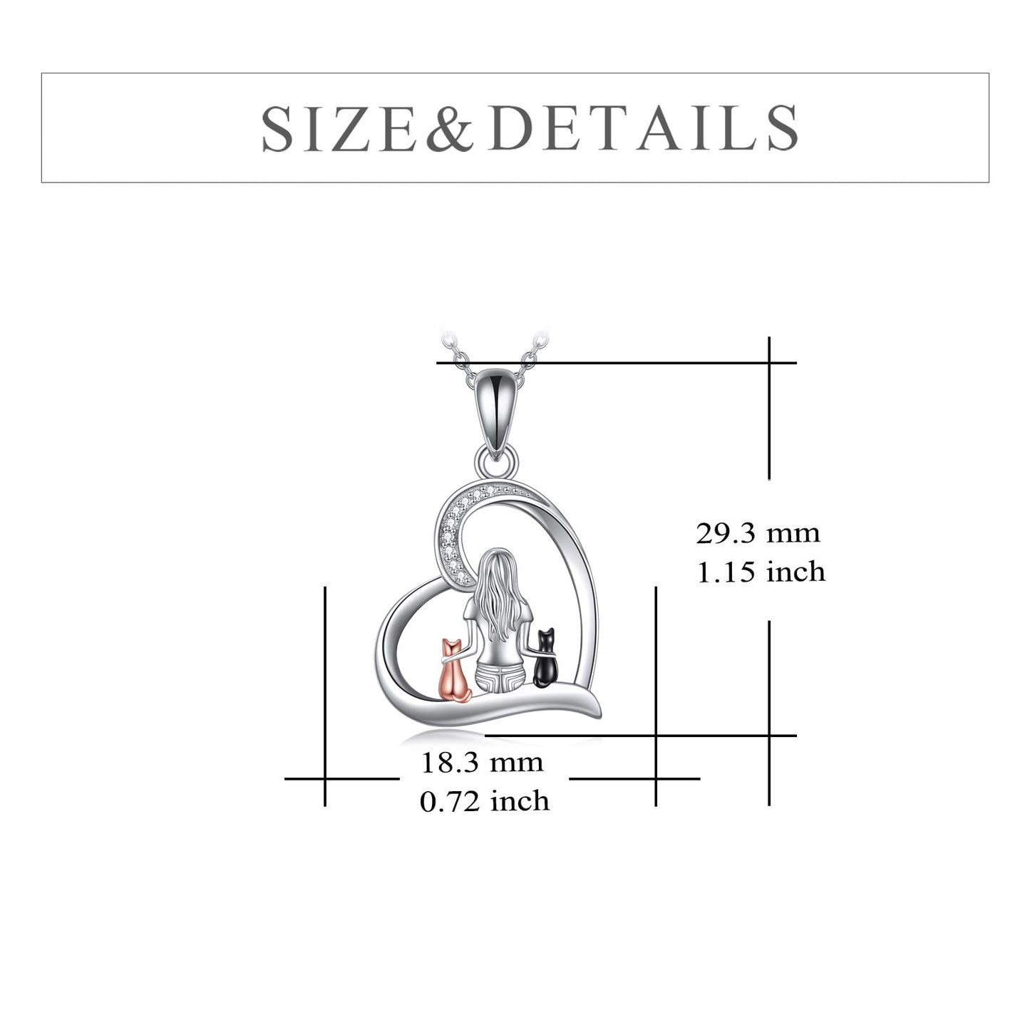 YFN Cat Necklace Sterling Silver Jewelry for Women Cat Jewelry Gifts