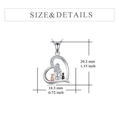 YFN Cat Necklace Sterling Silver Jewelry for Women Cat Jewelry Gifts