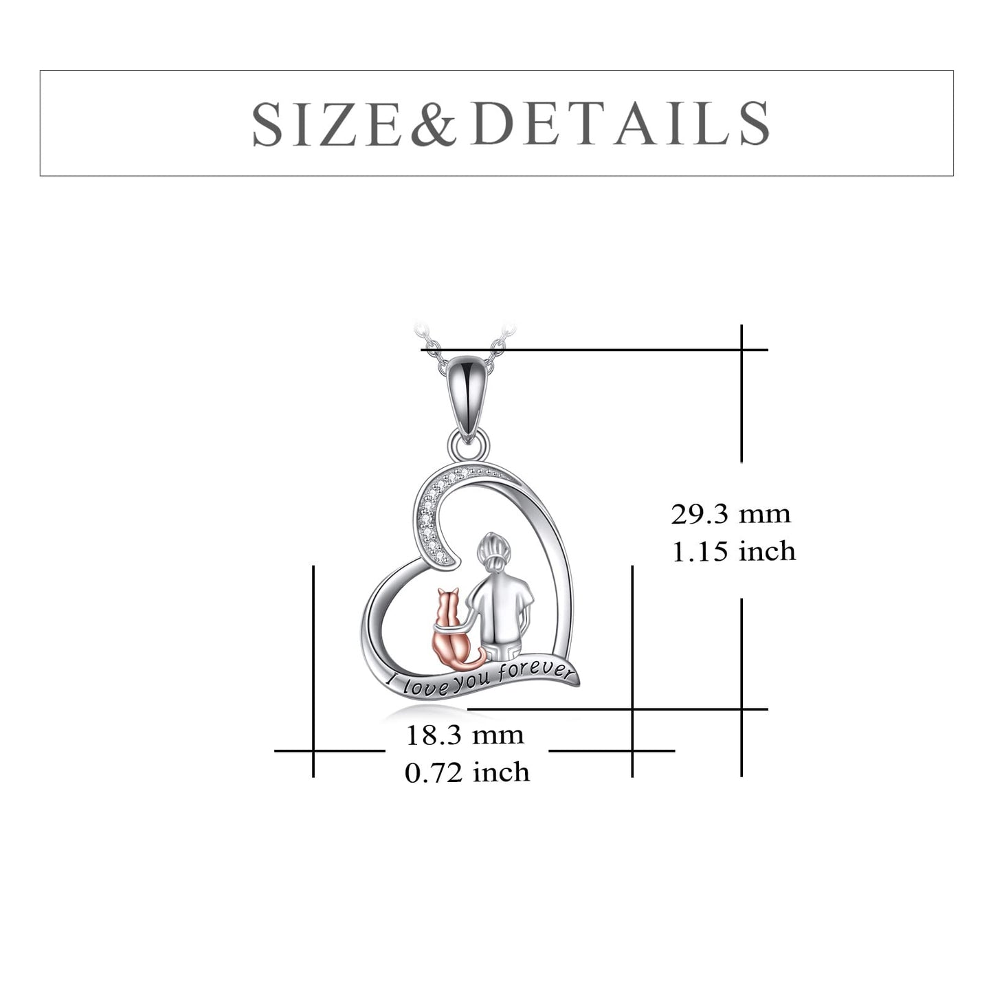 YFN Cat Necklace Sterling Silver Jewelry for Women Cat Jewelry Gifts