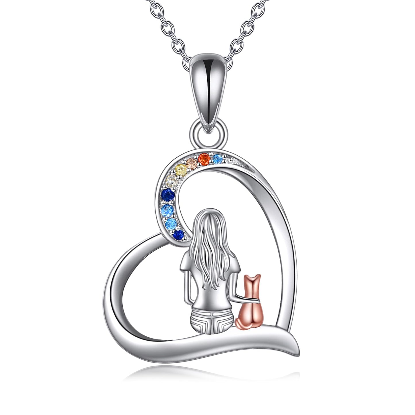 YFN Cat Necklace Sterling Silver Jewelry for Women Cat Jewelry Gifts