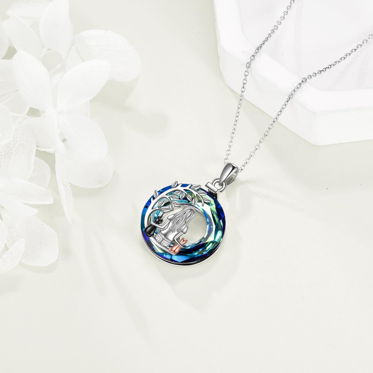 YFN Cat Necklace Sterling Silver Jewelry for Women Cat Jewelry Gifts