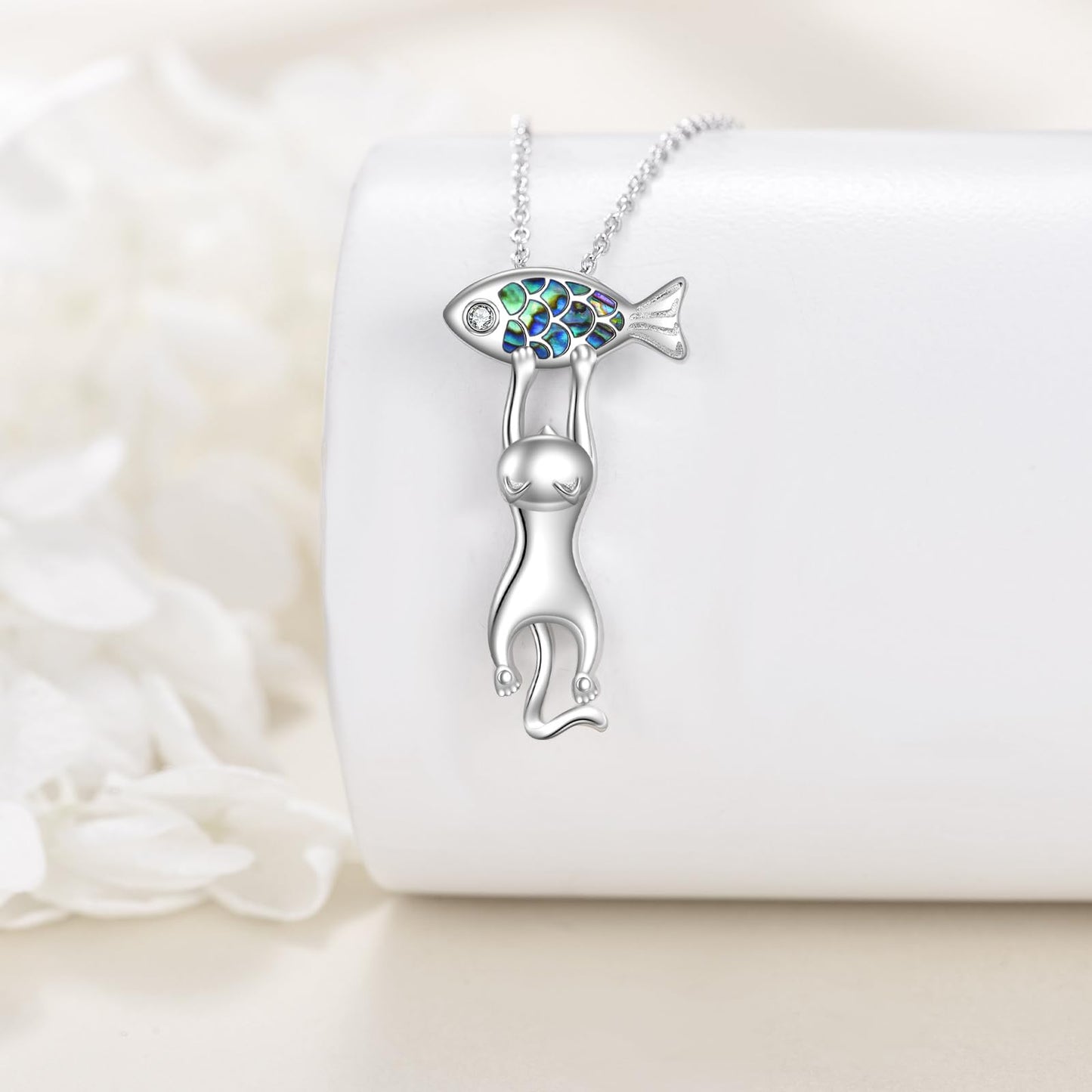 YFN Cat Necklace Sterling Silver Jewelry for Women Cat Jewelry Gifts