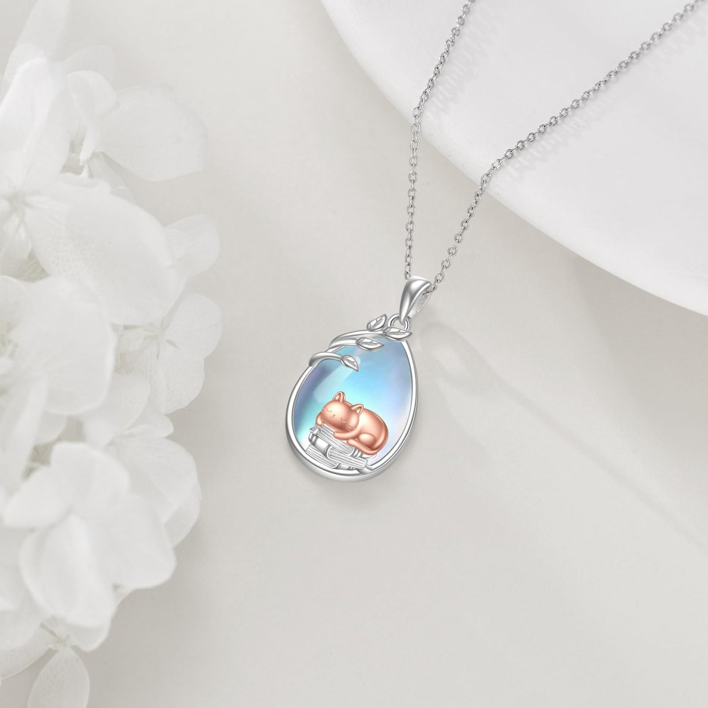 YFN Cat Necklace Sterling Silver Jewelry for Women Cat Jewelry Gifts