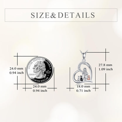 YFN Cat Necklace Sterling Silver Jewelry for Women Cat Jewelry Gifts