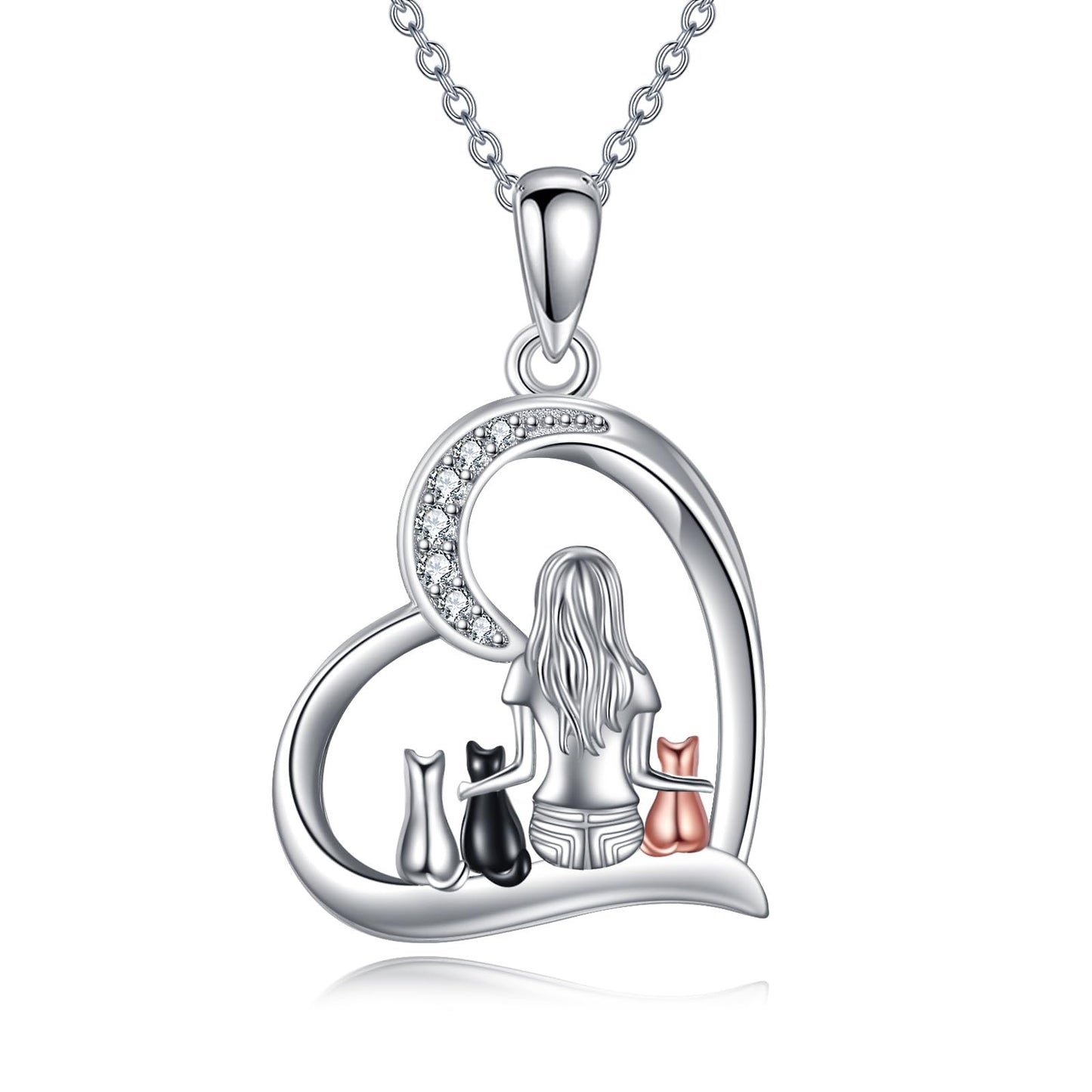 YFN Cat Necklace Sterling Silver Jewelry for Women Cat Jewelry Gifts