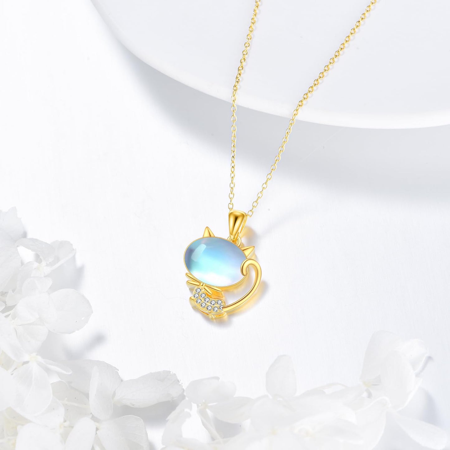 YFN Cat Necklace Sterling Silver Jewelry for Women Cat Jewelry Gifts