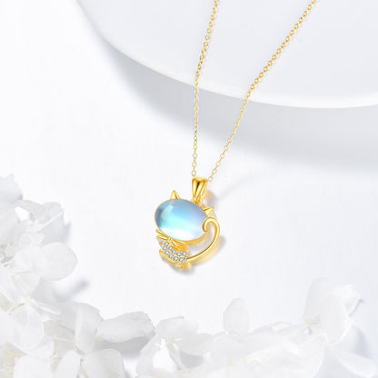 YFN Cat Necklace Sterling Silver Jewelry for Women Cat Jewelry Gifts