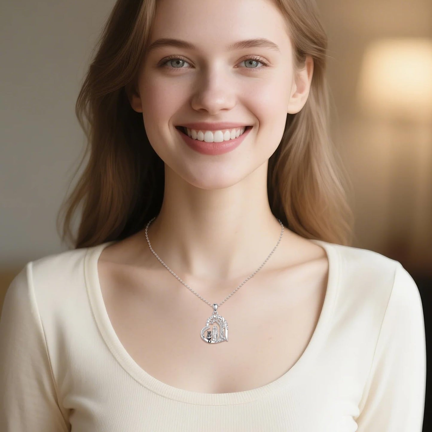 YFN Cat Necklace Sterling Silver Jewelry for Women Cat Jewelry Gifts