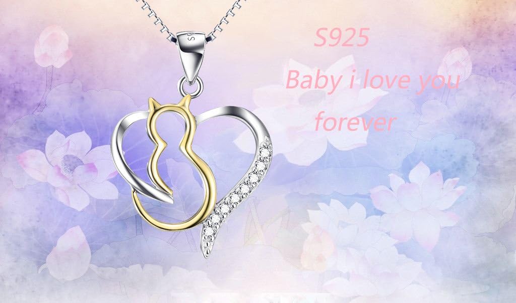 YFN Cat Necklace Sterling Silver Jewelry for Women Cat Jewelry Gifts