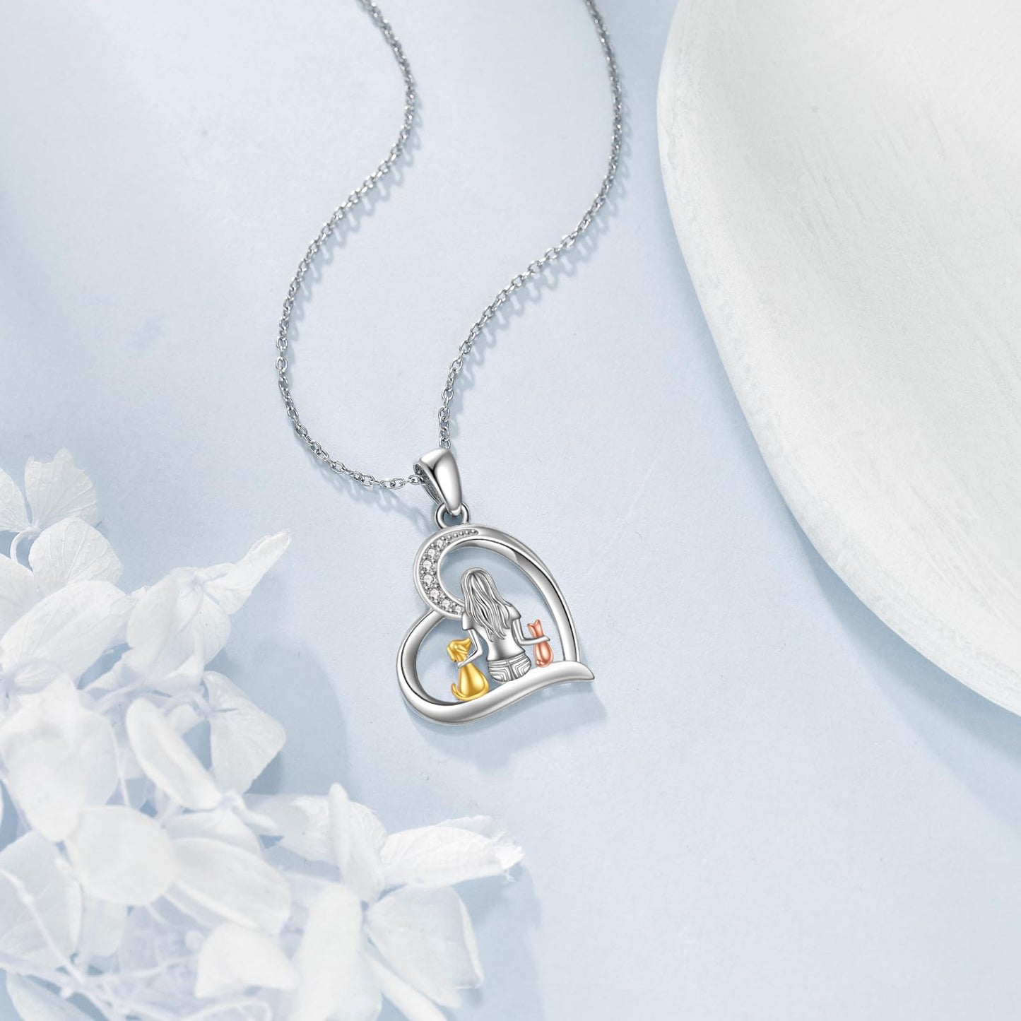 YFN Cat Necklace Sterling Silver Jewelry for Women Cat Jewelry Gifts