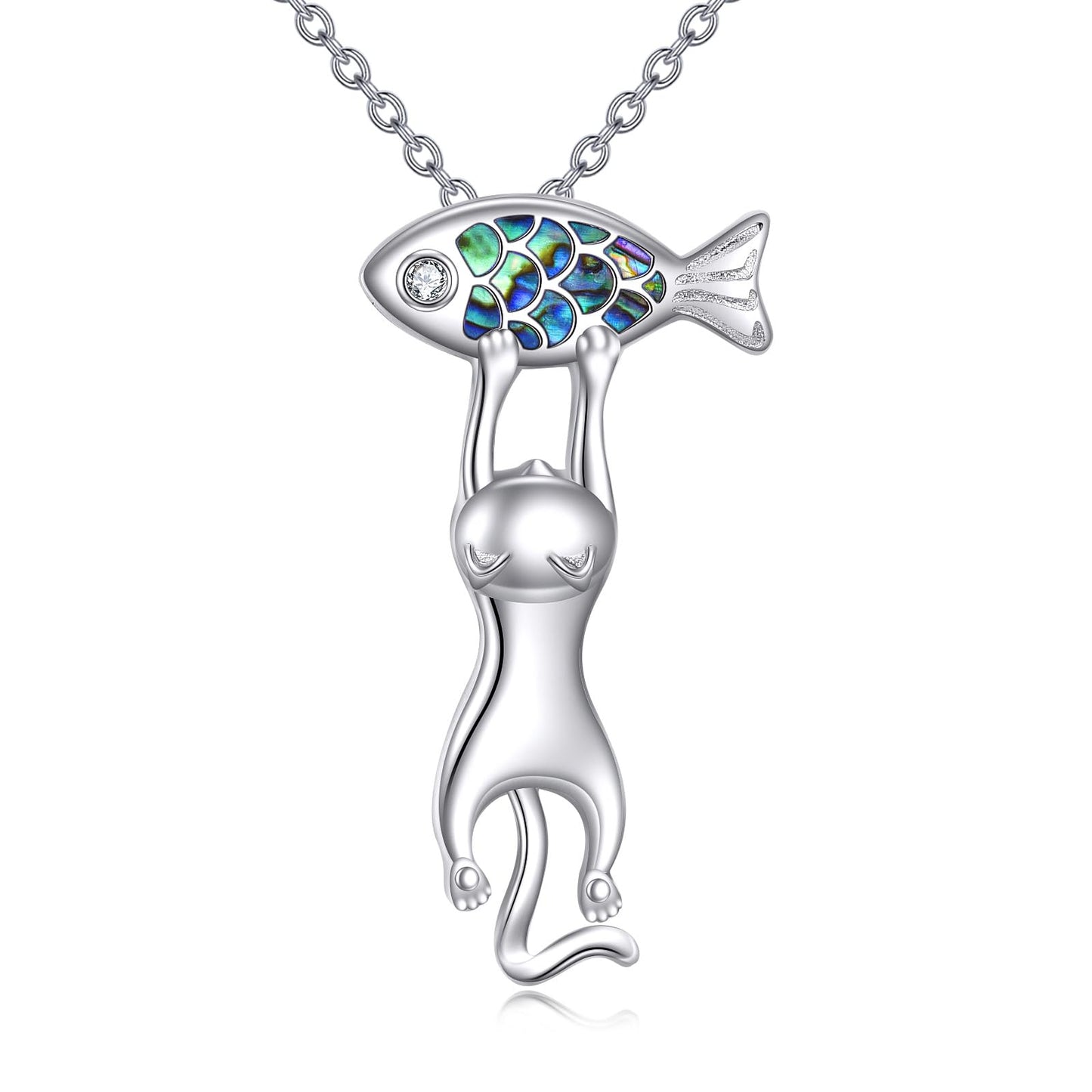 YFN Cat Necklace Sterling Silver Jewelry for Women Cat Jewelry Gifts