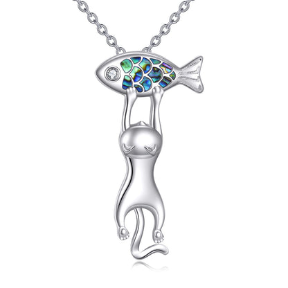 YFN Cat Necklace Sterling Silver Jewelry for Women Cat Jewelry Gifts