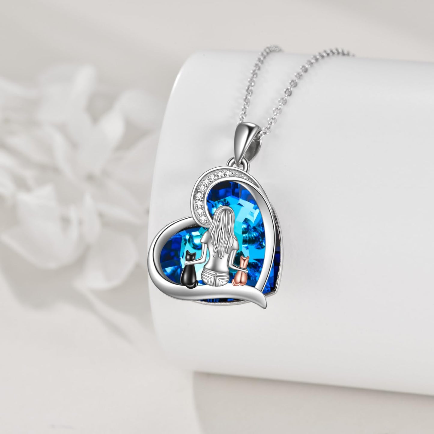 YFN Cat Necklace Sterling Silver Jewelry for Women Cat Jewelry Gifts