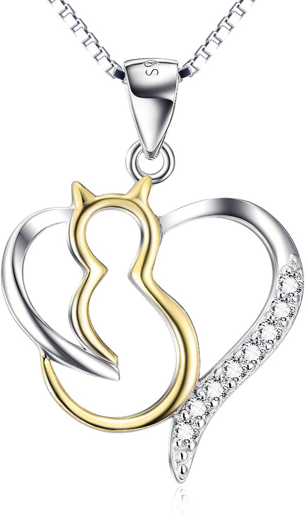 YFN Cat Necklace Sterling Silver Jewelry for Women Cat Jewelry Gifts