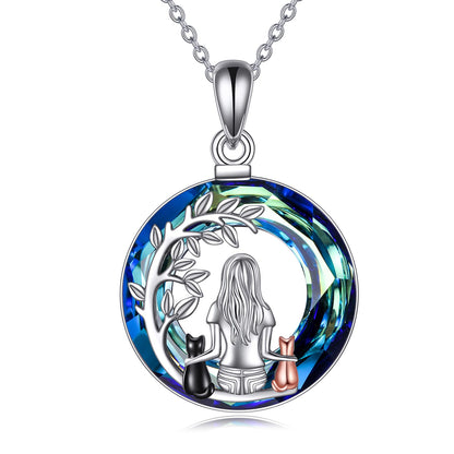 YFN Cat Necklace Sterling Silver Jewelry for Women Cat Jewelry Gifts