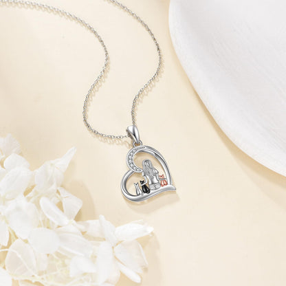 YFN Cat Necklace Sterling Silver Jewelry for Women Cat Jewelry Gifts