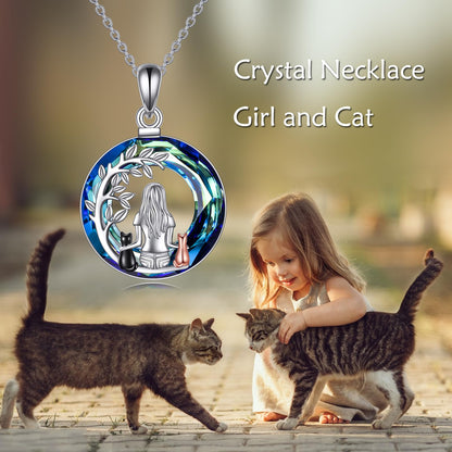 YFN Cat Necklace Sterling Silver Jewelry for Women Cat Jewelry Gifts