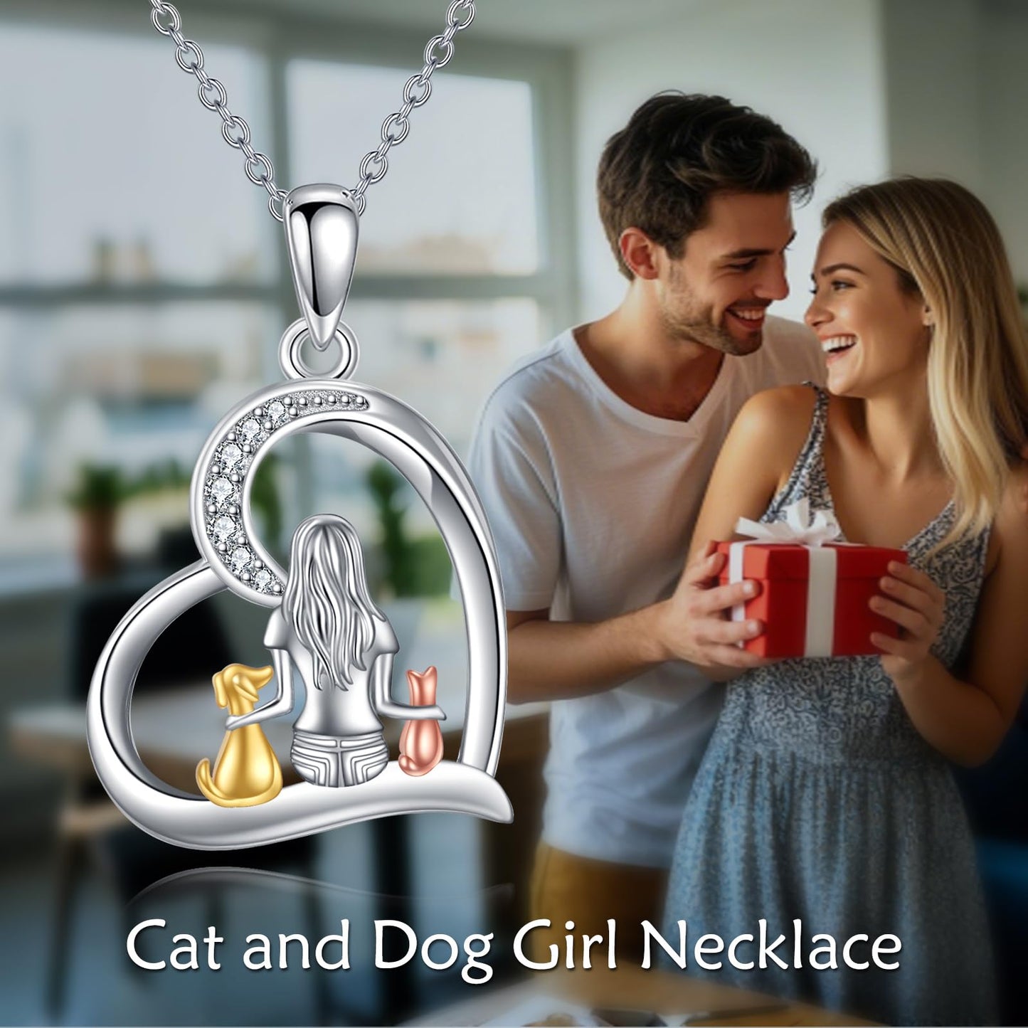 YFN Cat Necklace Sterling Silver Jewelry for Women Cat Jewelry Gifts