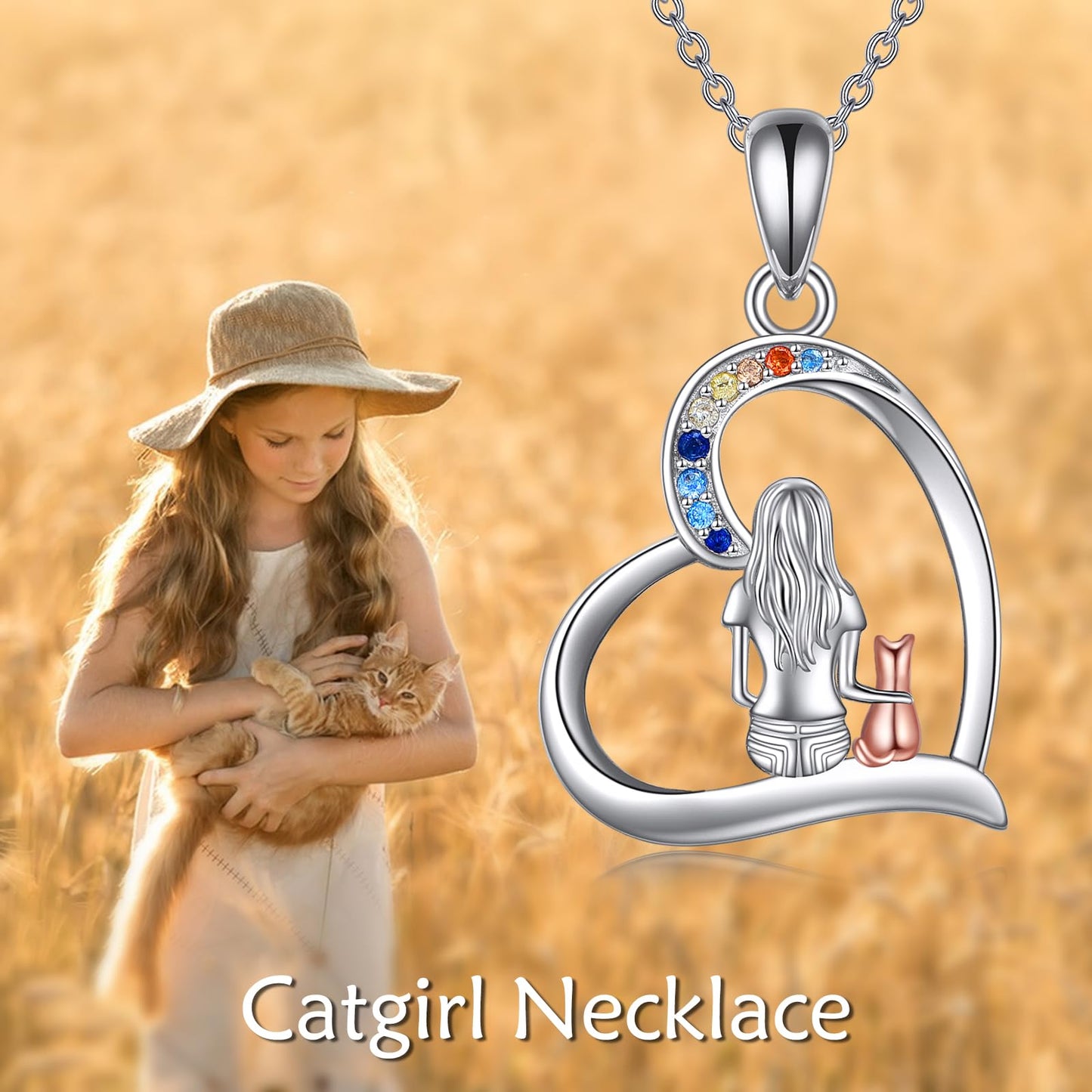 YFN Cat Necklace Sterling Silver Jewelry for Women Cat Jewelry Gifts