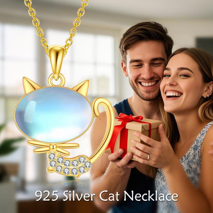 YFN Cat Necklace Sterling Silver Jewelry for Women Cat Jewelry Gifts