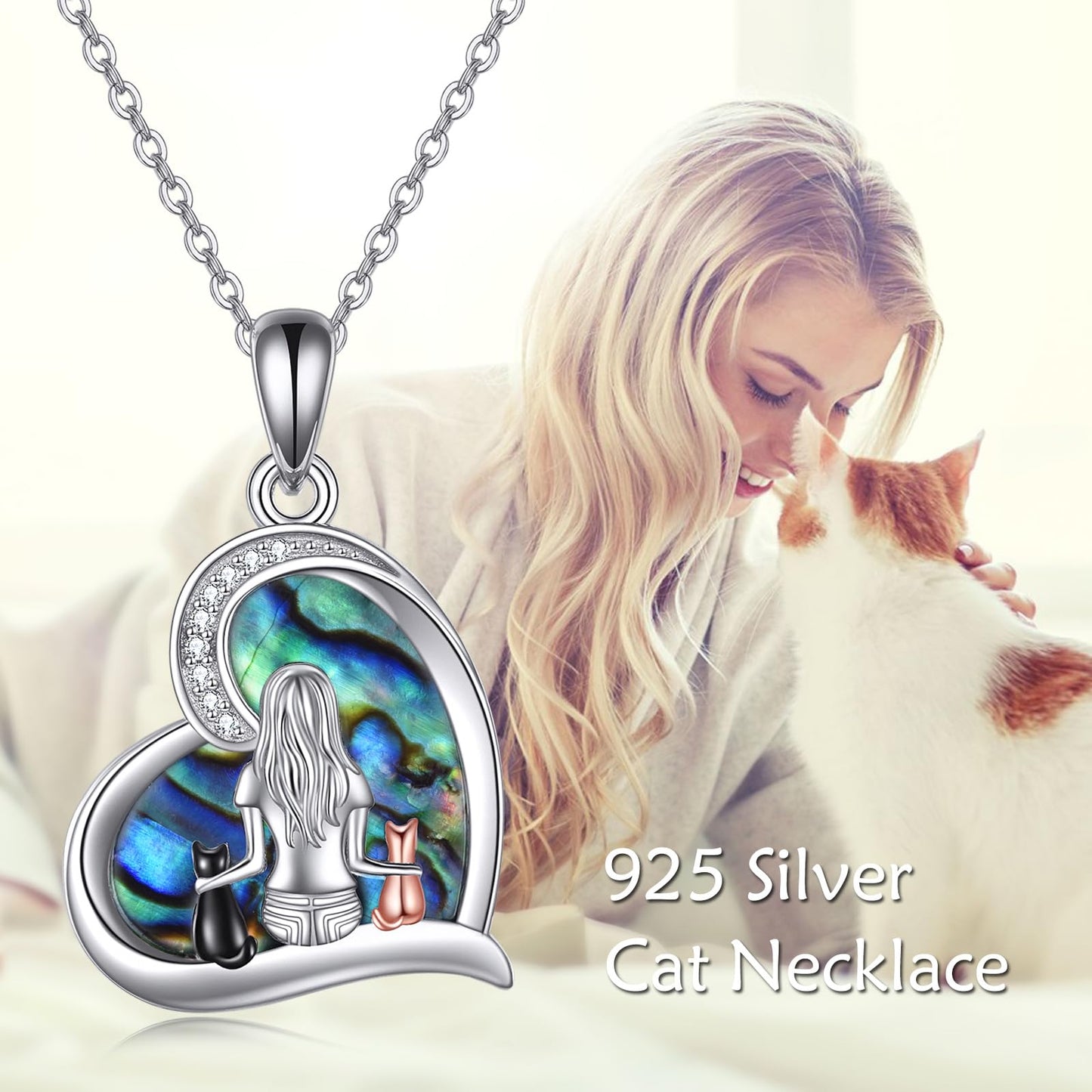 YFN Cat Necklace Sterling Silver Jewelry for Women Cat Jewelry Gifts