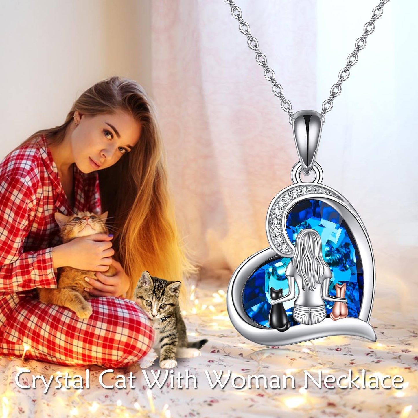 YFN Cat Necklace Sterling Silver Jewelry for Women Cat Jewelry Gifts