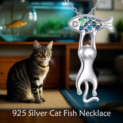 YFN Cat Necklace Sterling Silver Jewelry for Women Cat Jewelry Gifts