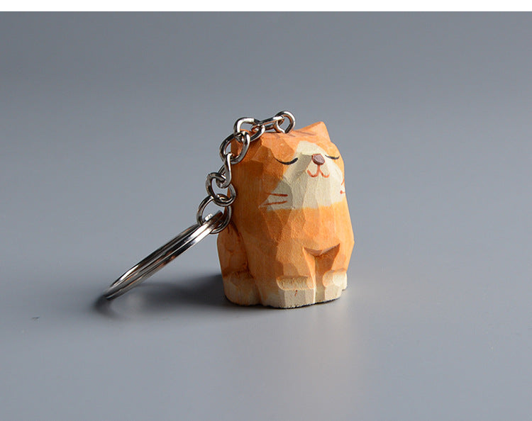 Creative Wooden Cat Trinkets Crafts Handmade Wood Carving
